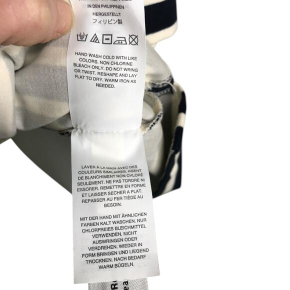 J.Crew One Shoulder Asymetric Top Wmns Size XS Navy Blue Stripe Ruffle Classic - Picture 5 of 9